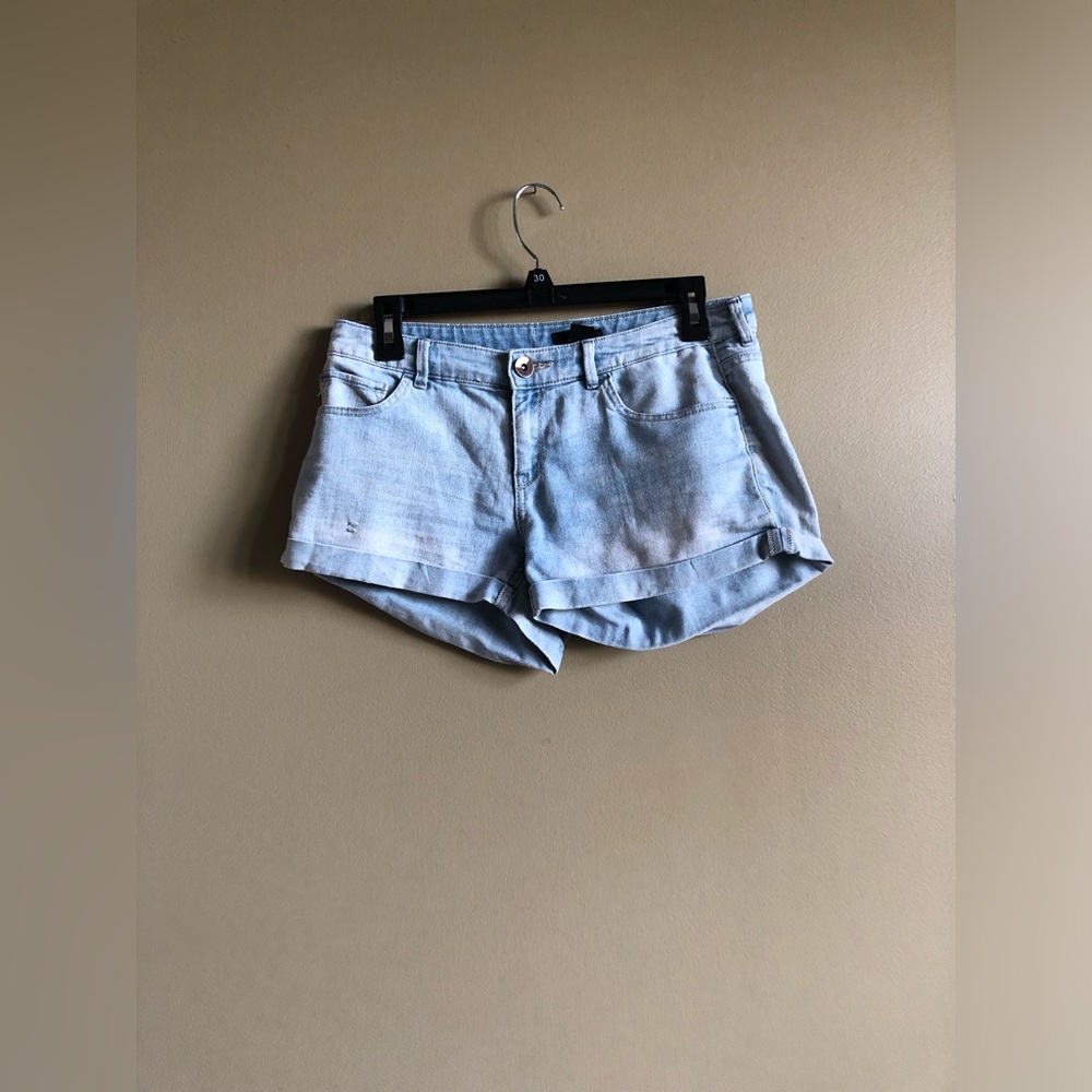 H&M Women Blue Jean Cotton denim distressed Short Size 6